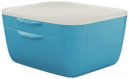LEITZ Cozy laatikkolaatikko, 2 laatikkoa, sininen/vaaleanharmaa DIN A4-kokoiselle, vaaleanharmaa kansi, mattapinta, - 1 kpl (5357-00-61)