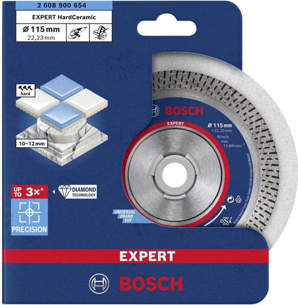 Bosch tilbehør 2608900654 EXPERT hårde keramiske diamantskæreskiver, 115 x 22,23 x 1,4 x 10 mm Diameter 115 mm 1