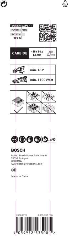 Bosch Tilbehør 2608900418 EKSPERT “Hollow Brick” S 2243 HM savklinge, 1 stk Savklinge længde 455 mm 1 stk.