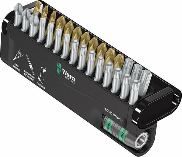 Wera Bit-Check 30 Træ 1 05057433001 Bitsæt 30 stk. Kruiskop Pozidriv, Kruiskop Phillips, Binnen-Torx