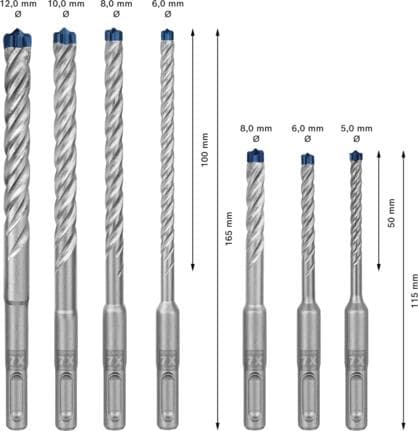 Bosch 2608900195 EXPERT 7-delat set SDS plus-7X 5/6/8x115, 6/8/10/12x165mm i ProBox