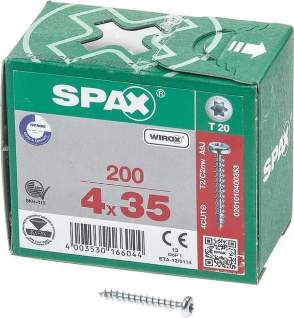 Spax Spånplade CK Galvaniseret Torx 4,0 x 35 - 200 stk