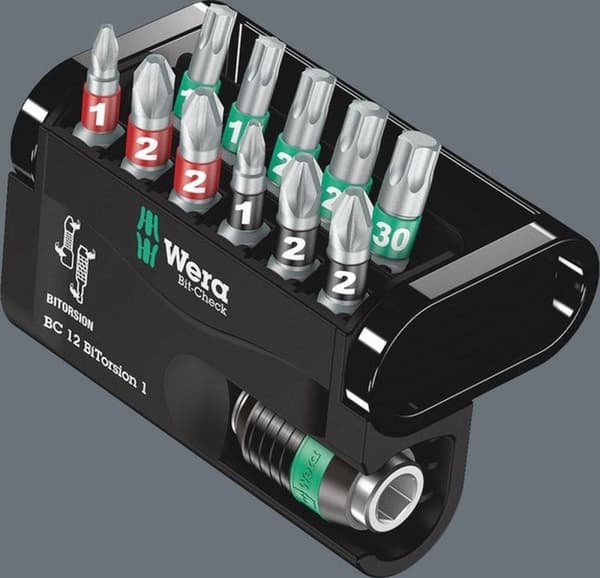 Wera 5057420001 12-delad Bit-Check BiTorsion Bitset i kassett