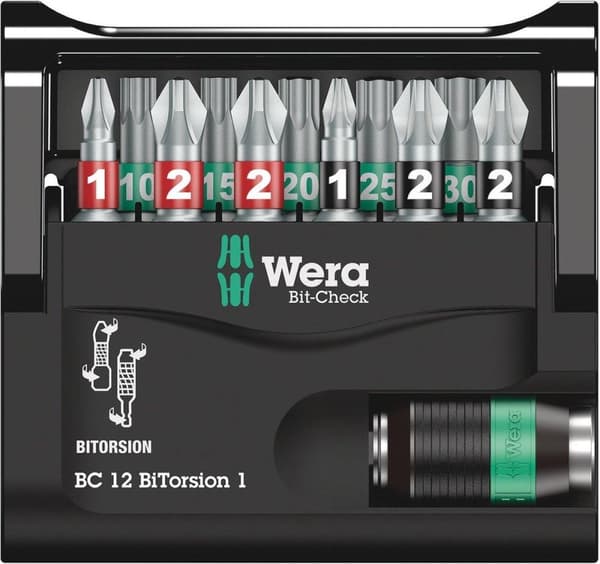 Wera 5057420001 12-delad Bit-Check BiTorsion Bitset i kassett
