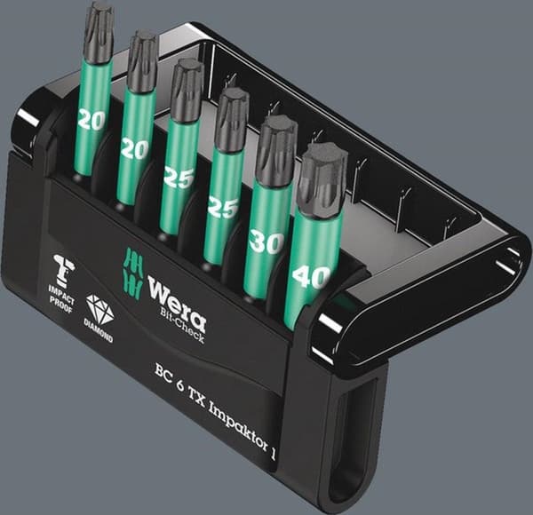 Wera 05057693001 6-delad Bit-Check 6 Impaktor 1 Bitset - Torx