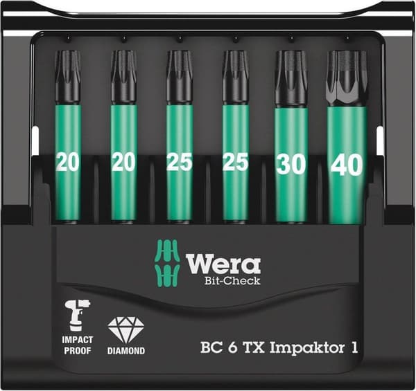 Wera 05057693001 6-delad Bit-Check 6 Impaktor 1 Bitset - Torx