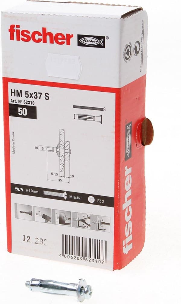 fischer 519772 HM Hollow Wall Plug - M5 - 37mm (50st)