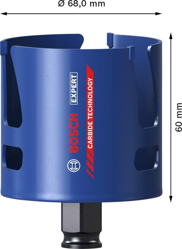 Bosch Expert Construction Material - hulsav - til mursten, spånplader, nåletræ, glasfiberforstærket plast, blød flise - 68 mm