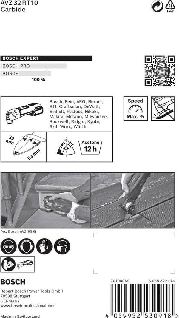 Bosch 2608900039 EXPERT Starlock Carbide -hiomasormi Monimateriaali AVZ32RT10