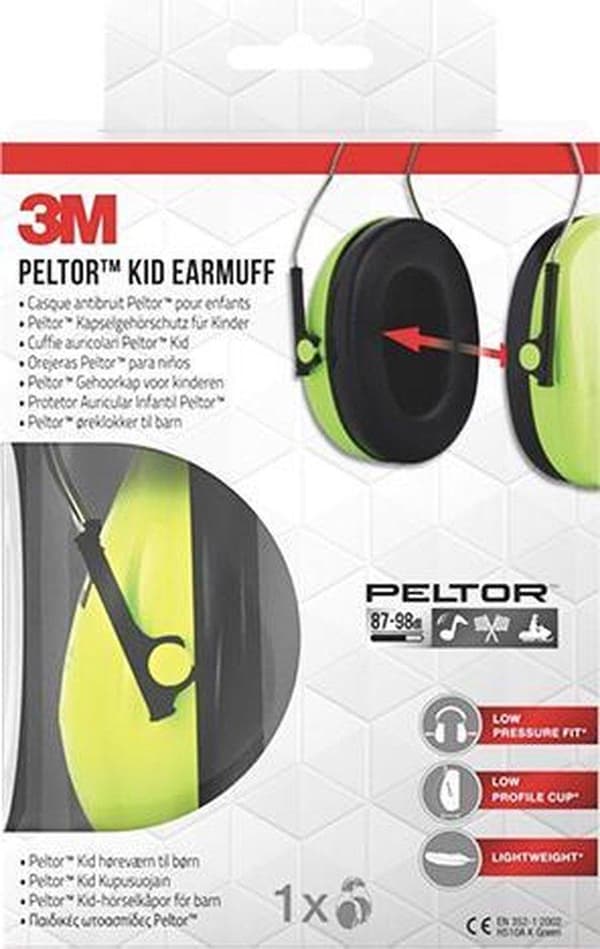 Peltor Kid - hörselskydd för barn - SNR 27 dB - neongrönt