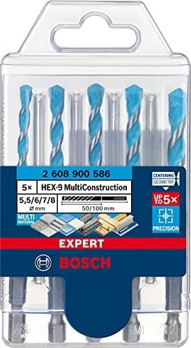 Bosch Professional 5 x Expert HEX-9 MultiConstruction borrsats (för betong, diameter 5,5-8 mm, tillbehör Hammarborr)