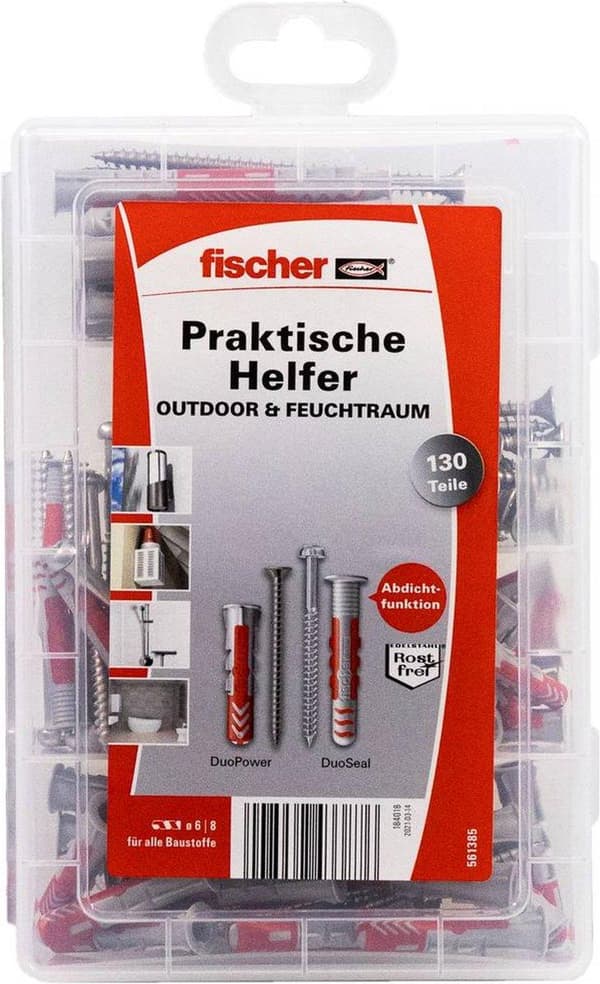 Fischer 561385 fischer praktisk hjælper til udendørs og fugtige områder Indhold: 130 dele