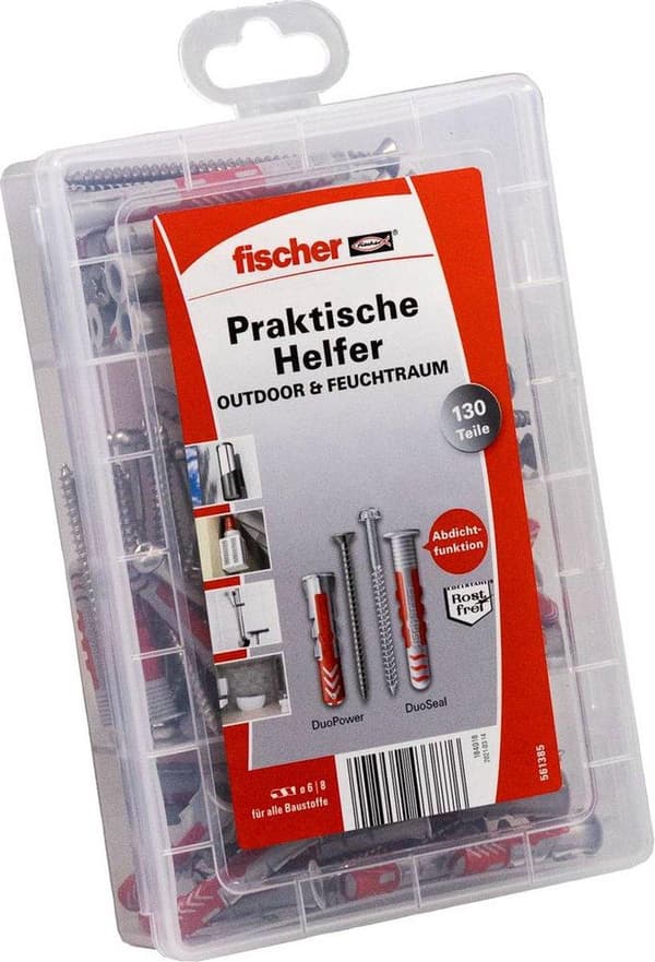 Fischer 561385 fischer praktisk hjælper til udendørs og fugtige områder Indhold: 130 dele