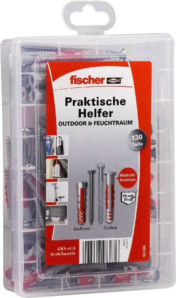 Fischer 561385 fischer praktisk hjælper til udendørs og fugtige områder Indhold: 130 dele