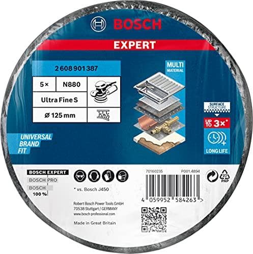 Bosch Professional 5x Expert N880 fleeceskiver (til stålplade, Ø 128 mm, korn 800, tilbehør til excentersliber)