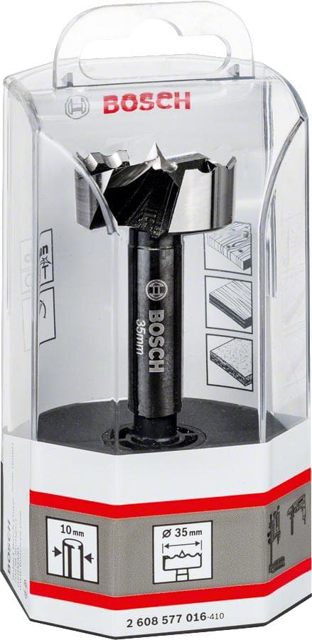 Bosch - Borr - för barrträ, lövträ, fanerat trä, olaminerad spånskiva - Forstner borr - 35 mm - 3-ytor skaft - längd: 90 mm (2608577016)