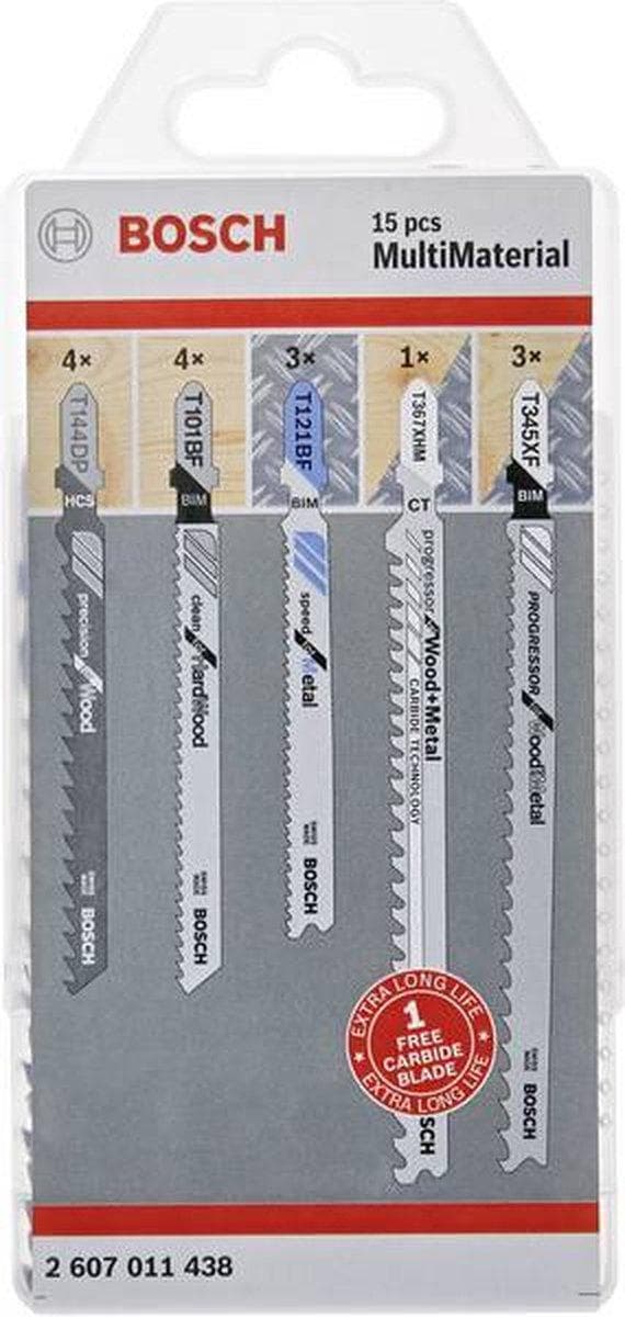 Bosch tilbehør 2607011438 JSB, multimaterialepakke, 15 stk N/A 15 stk.