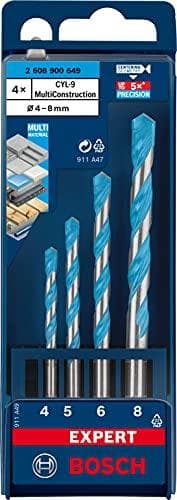 Bosch Professional 4x Expert CYL-9 MultiConstruction poranteräsarja (betonille, halkaisija 4-8 mm, lisävarusteet vasarapora)