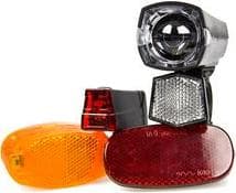 FISCHER polkupyörän päivityssarja, akkukäyttöinen, 7-osainen sisältö: 1 LED etuvalo 12 luksia, 1 LED takavalo - 1 kpl (85345)