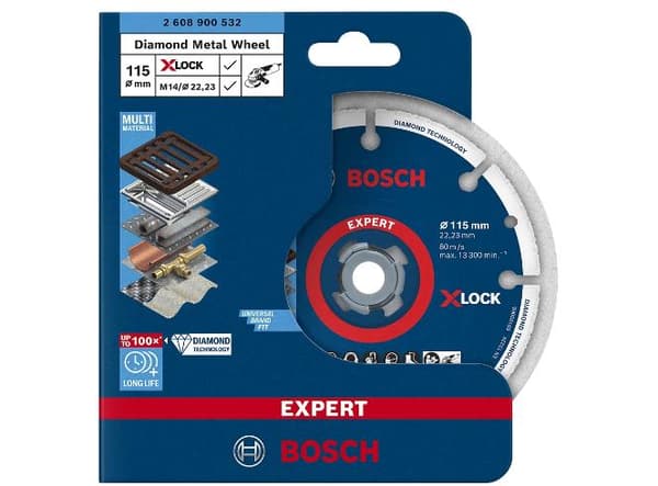 Bosch Expert - Diamantskæreskive - til metal, rustfrit stål, stål, kobber, støbejern - 115 mm - X-LOCK