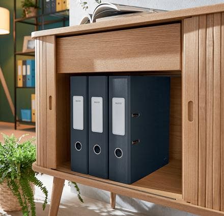 LEITZ plastfolder Cosy Soft-Touch, DIN A4, 80 mm, grå utan kantskydd, tillverkad av grå kartong med mjuk yta, - 1 st (1061-00-89)