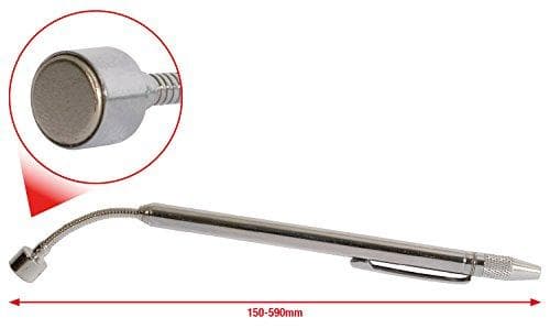 KS TOOLS Werkzeuge-Maschinen GmbH 2-i-1 teleskopisk magnetlyft med rengörings- och justeringsverktyg för tvättmunstycken, 150-590 mm (550.1023)