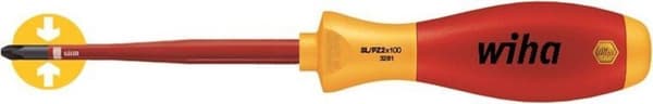 Wiha 3281 SoftFinish elektrisk slimFix PlusMinus Skruetrækker - Pozidriv/Slot - PZ2 x 100mm