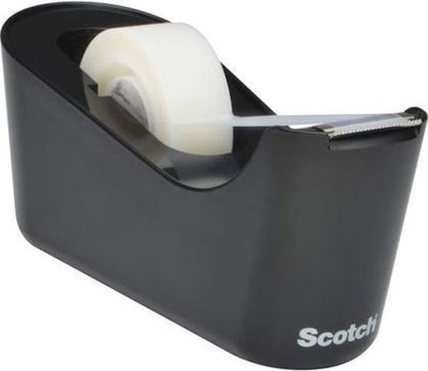 Scotch-painotettu teippiannostelija, joka sisältää 1 rulla Scotch Magic Tape -teippiä, musta