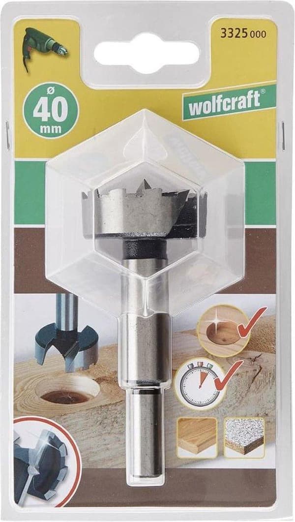 Wolfcraft 3325000 Forstner borr 40 mm skarvlängd 90 mm Cylinderskaft 1 st