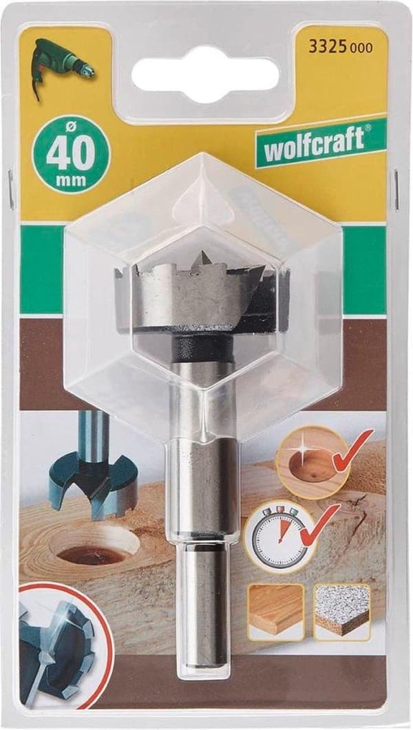 Wolfcraft 3325000 Forstner borr 40 mm skarvlängd 90 mm Cylinderskaft 1 st