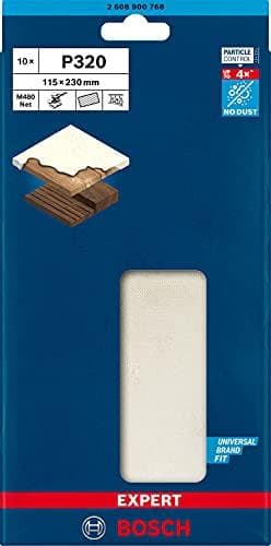Bosch Expert M480 Nät - sandpapper - 10 stycken - rektangulärt - korn: P320 - 115mm x 230mm