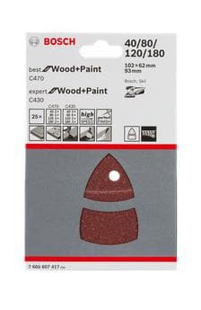 Bosch Wood and Paint - Sandpappersset - 25 delar - 62,93 mm x 102 mm (2608607417)