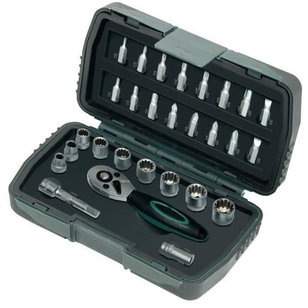 Brüder Mannesmann 29185 28-delad multilock-sockel och bitset - PH/PZ/SL/TX 1/4''