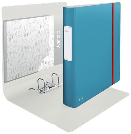 LEITZ Folder Active Cozy, 180 grader, 65 mm, DIN A4, blå rundad rygg, tillverkad av polyfoam, grå insida, - 1 st (1039-00-61)
