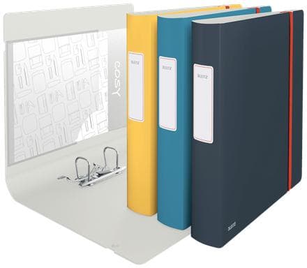 LEITZ Folder Active Cozy, 180 grader, 65 mm, DIN A4, blå rundad rygg, tillverkad av polyfoam, grå insida, - 1 st (1039-00-61)
