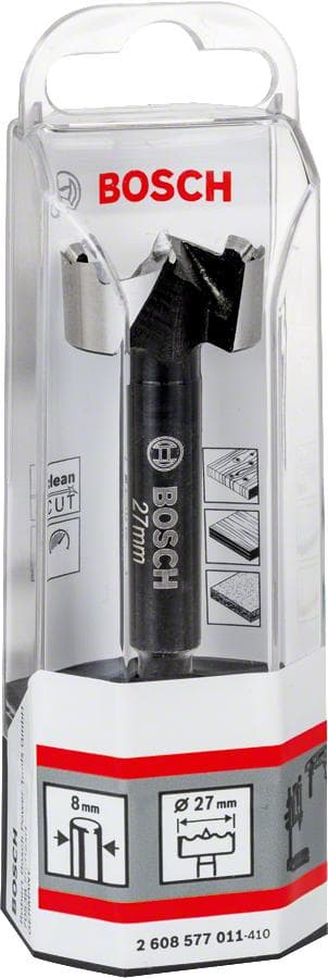Bosch - boremaskine - til træ, nåletræ, hårdttræ, fineret træ, ikke-lamineret spånplade - Forstner bor - 27 mm - længde: 90 mm (2608577011)