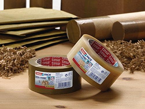 tesapack® Ultra Strong - PVC-tejper för fast förpackning och säker buntning - brun - 66 mx 50 mm - 3 rullar