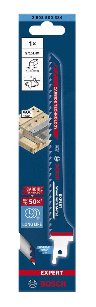 Bosch 2608900384 EXPERT Fram- och återgående sågblad S715LHM Trä med metall