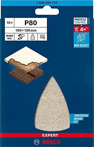 Bosch Expert M480 Net - Sandpapper - 10 stycken - Delta - Korn: P80 - 100mm x 150mm