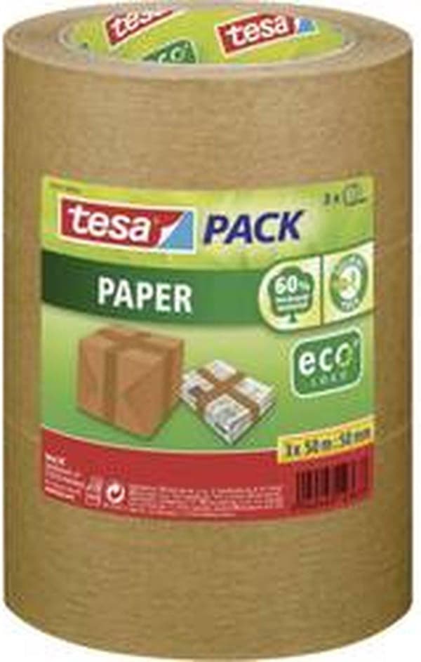 tesa PAPIR 55337-00002-01 Pakningstape tesapack ecoLogo Brun (lxb) 50 mx 50 mm 3 stk.