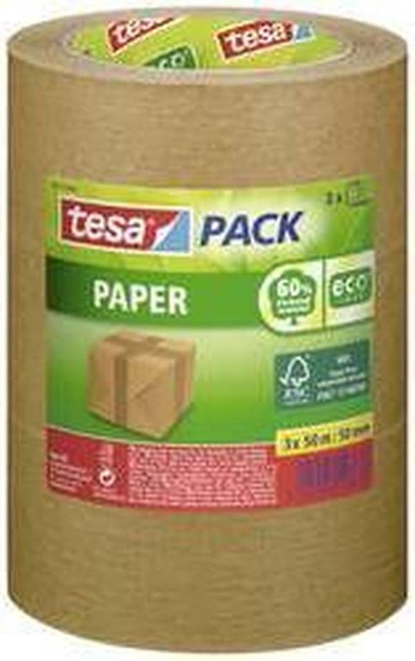 tesa PAPIR 55337-00002-01 Pakningstape tesapack ecoLogo Brun (lxb) 50 mx 50 mm 3 stk.