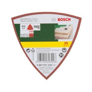 Bosch - hiekkapaperi - 25 kpl - kolmio - karkeus: 240 - 93 mm