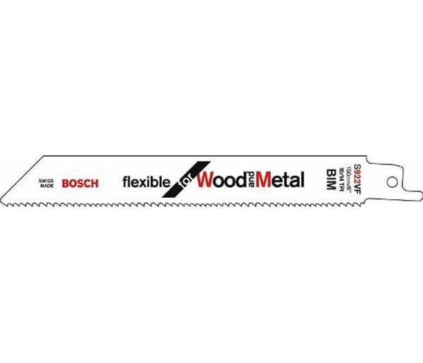 Bosch sabelsavklinge S 922 VF, fleksibel til træ og metal, pakke med 2 stk. 2608656040 savklinge længde 150 mm (2608656040)