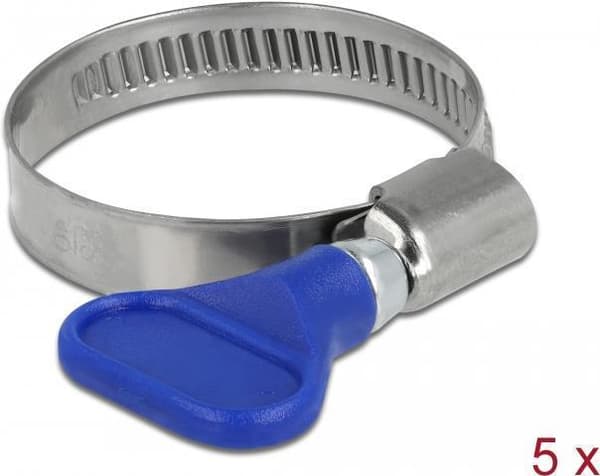 Delock - slangeklemme - egnet til 25 - 40 mm slange - blå (pakke med 5) (19515)