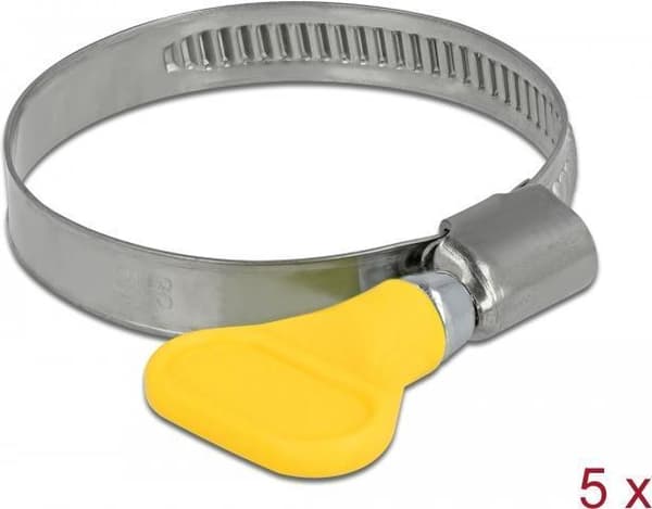Delock - Slangeklemme - egnet til 32 - 50 mm slange - gul (pakke med 5) (19517)