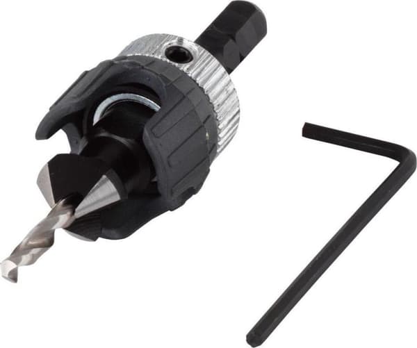 Wolfcraft 2544000 HSS Centerbor med forsænkning og dybdestop - Sekskant - 3,2-12mm