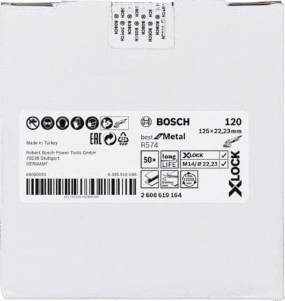 Bosch 2608619164 X-Lock Fiber Disc Best for Metal - K120 - R574 - 125mm