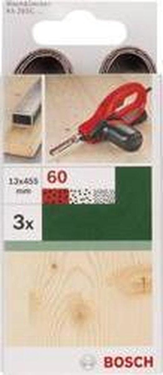 Bosch - 3-delat slipbandset för Black & Decker Powerfile, röd kvalitet 60, operforerad, spänd