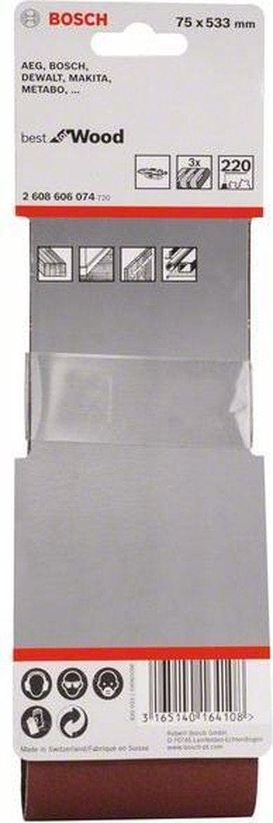 Bosch - 3-delt slibebåndssæt 75 x 533 mm - 220