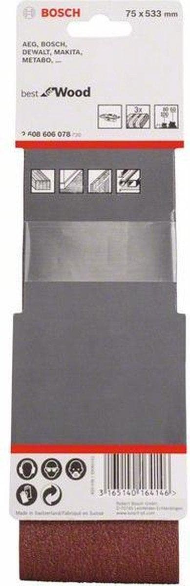 Bosch - 3-osainen hiomanauhasarja 75 x 533 mm - 60; 80; 100